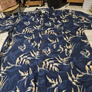 High Surf Shirt Mens 2XL Yellow & Blue Floral Print Short Sleeve